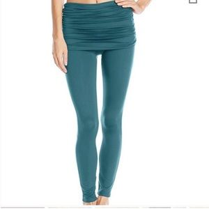 PrAna Remy Rouched Skirt Performance Leggings Deep Balsam Green Sz Large